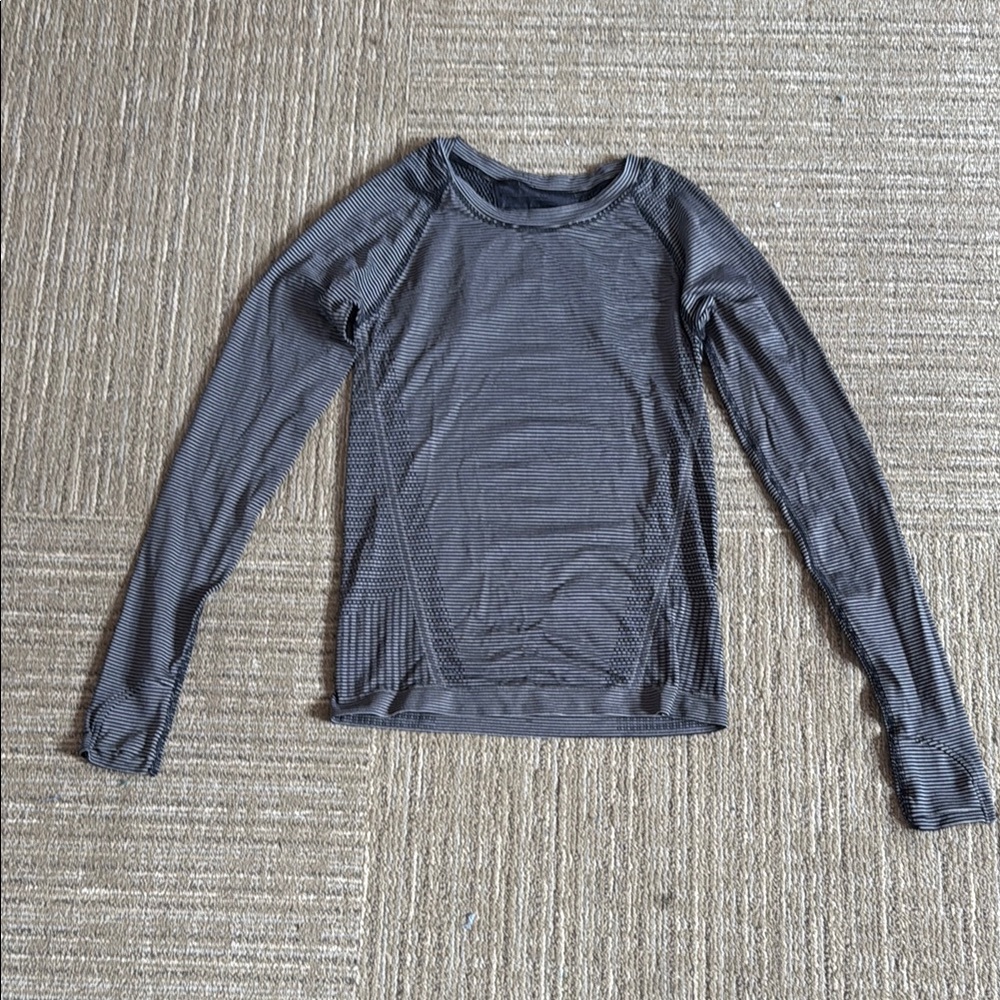 Athleta Black and White Striped Long Sleeve - XS